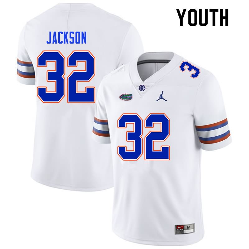 Youth NCAA Florida Gators N'Jhari Jackson #32 Stitched Authentic Nike White College Football Jersey NEB0165RM